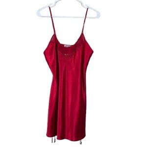 VTG Intimate Affair Sexy Red Satin Lingerie Slip Dress Size Medium
